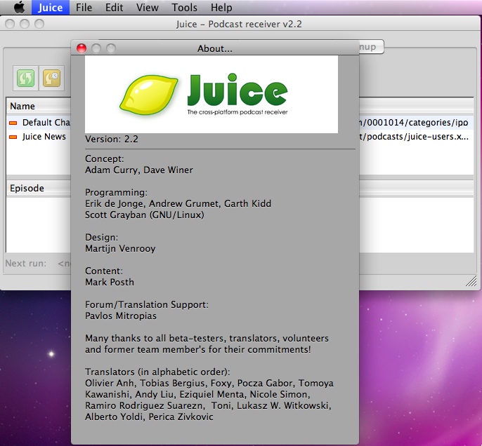 Juice Podcast-receiver 2.2 : Main window