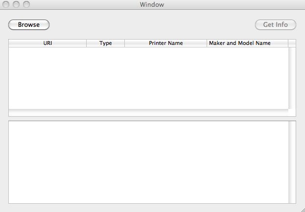 PrinterBrowser 0.9 : Main window