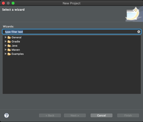Eclipse 4.1 : New project screen
