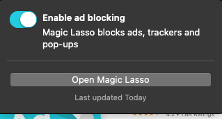Magic Lasso 2.5 : Browser menu