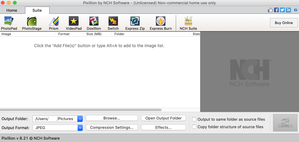 Pixillion Image Converter 8.3 : Suite screen