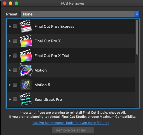 FCS Remover 3.2 : Main screen