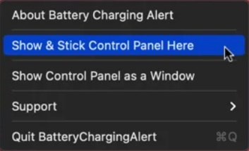 Battery Charging Alert 3.1 : Menu