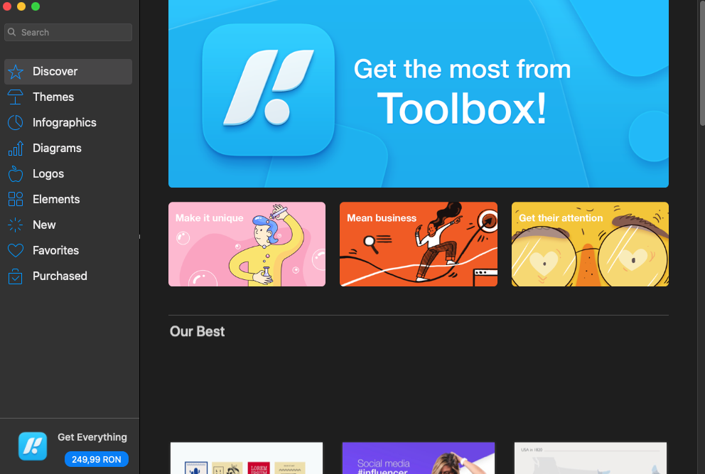 Toolbox for Keynote -Templates 6.2 : Main screen