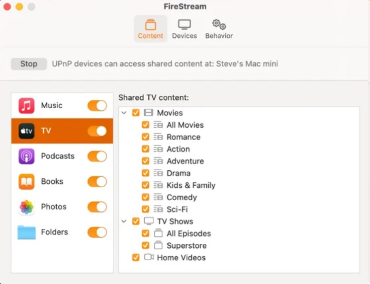 FireStream 2.3 : Sharing TV Contents