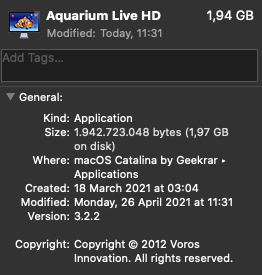 Aquarium Live HD 3.2 : About version