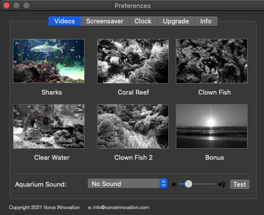 Aquarium Live HD 3.2 : Preferences window