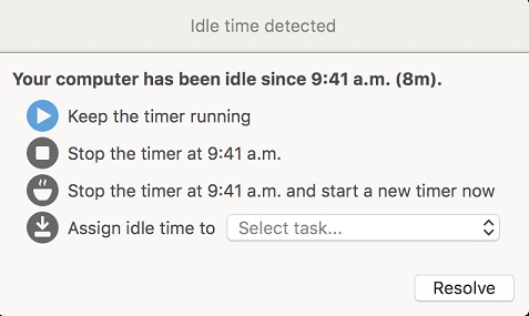 Timelime 1.8 : Idle Time Detected