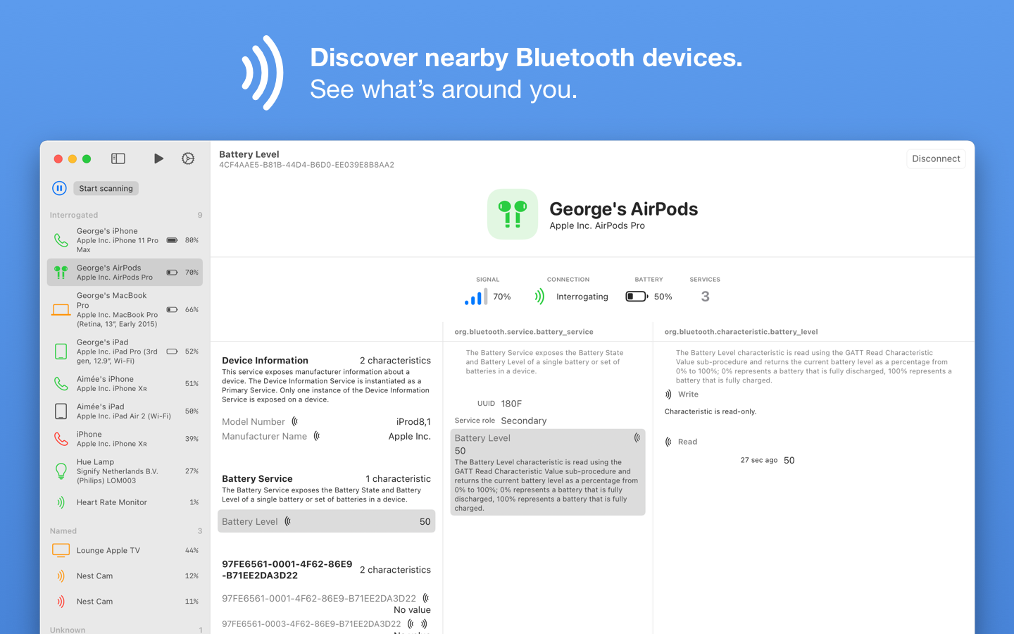 Bluetooth Inspector 1.1 : Main Window