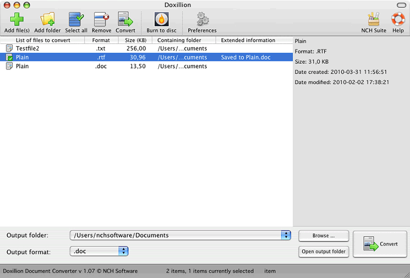 Doxillion Document Converter For Mac 5.46 : Main Window
