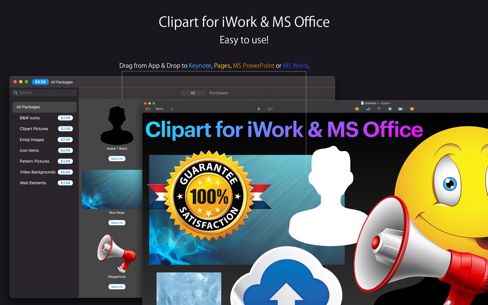 Clipart for iWork & MS Office 5.2 : Main Window