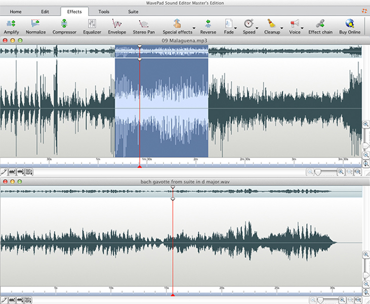 Wavepad Audio Editor for Mac 12.74 : Main Window