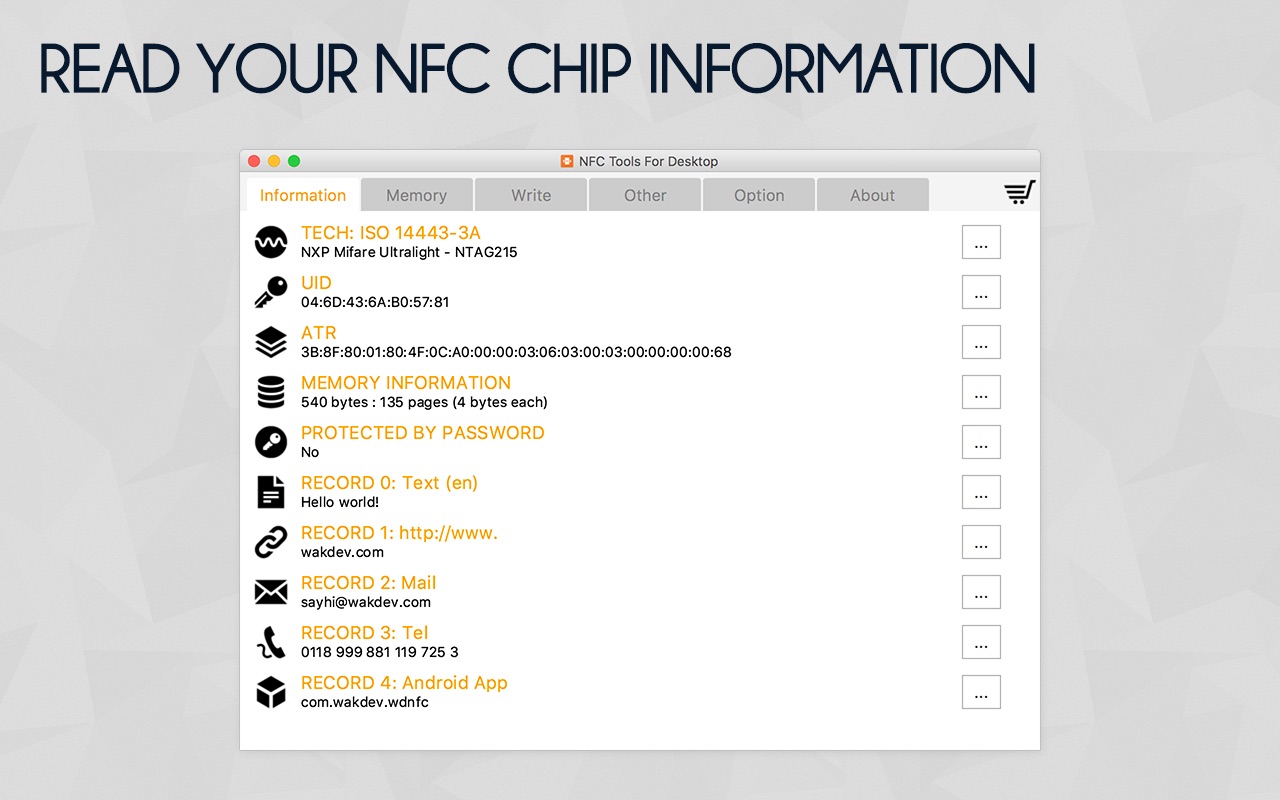 NFC Tools for Desktop 2.4 : Main Window