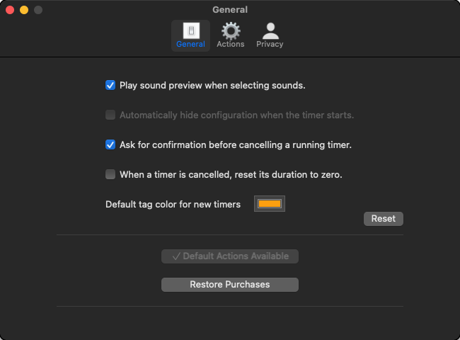 ActionTimer 1.7 : General Settings