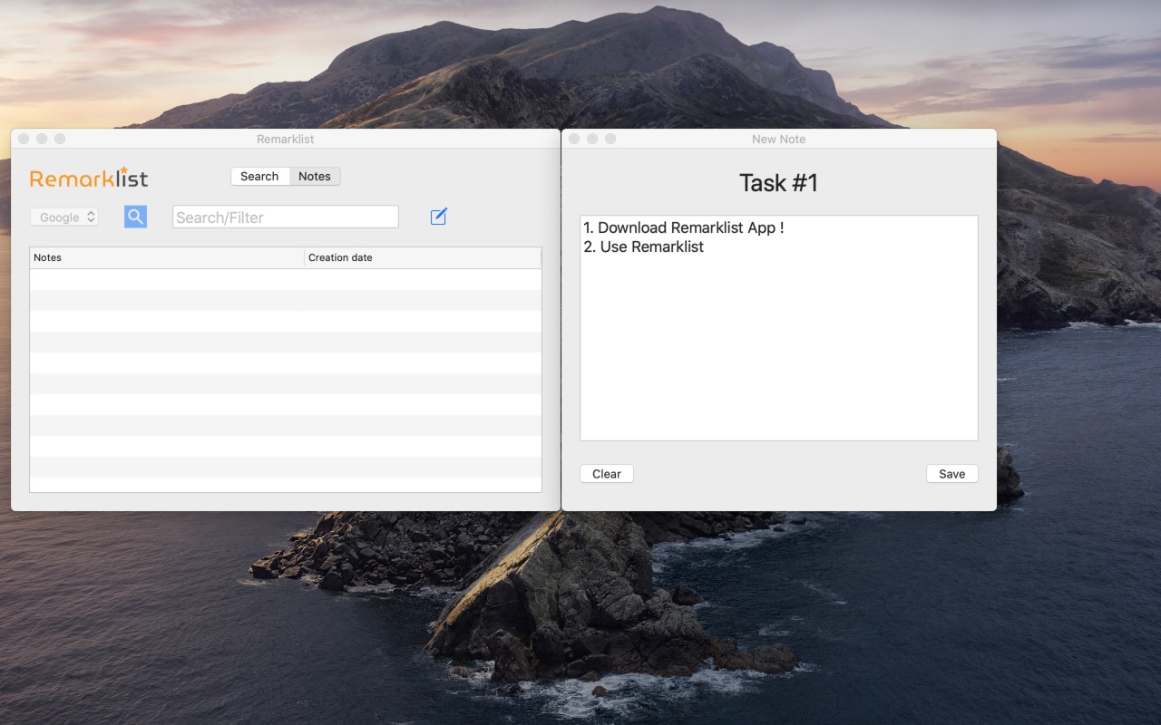 Remarklist 1.2 : Main Window