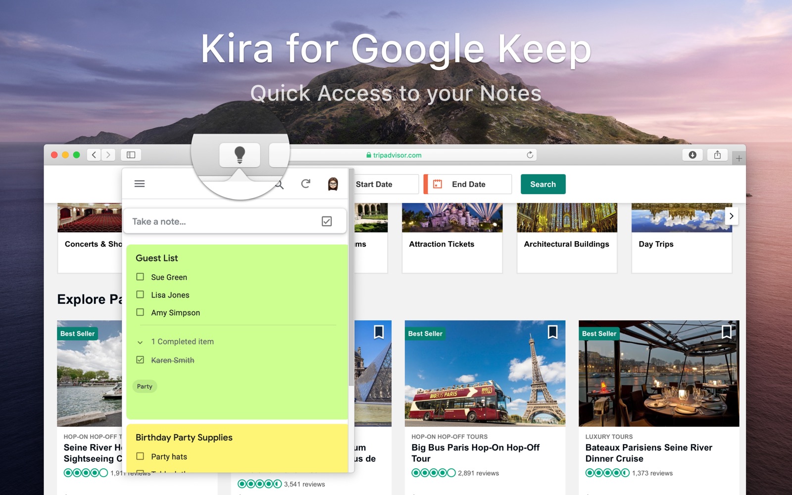 Kira for Google Keep 1.2 : Main Window