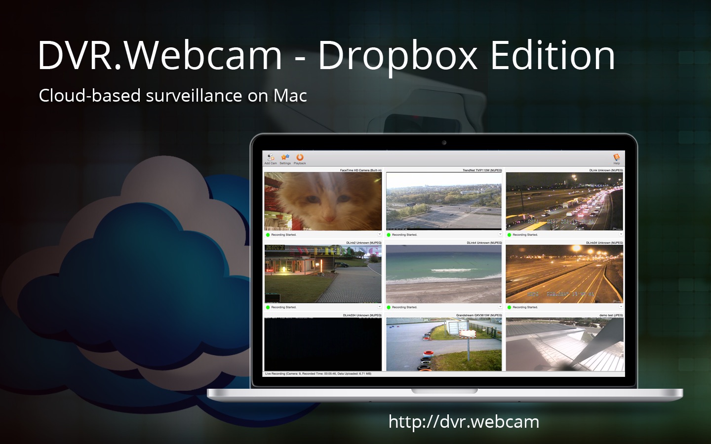 DVR.Webcam for Dropbox Users 3.1 : Main Window