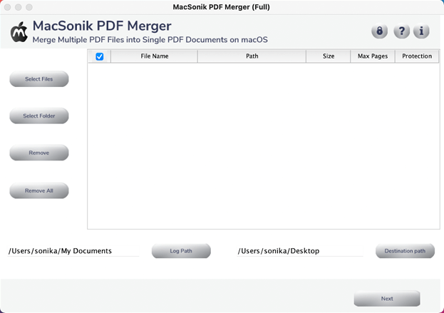 MacSonik PDF Merge Tool 21.7 : Main Window