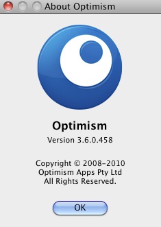 Optimism 3.6 : About window