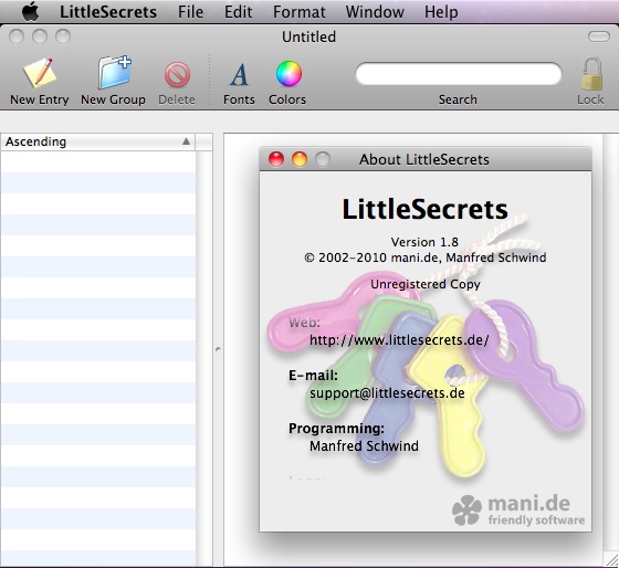 LittleSecrets 1.8 : Main window