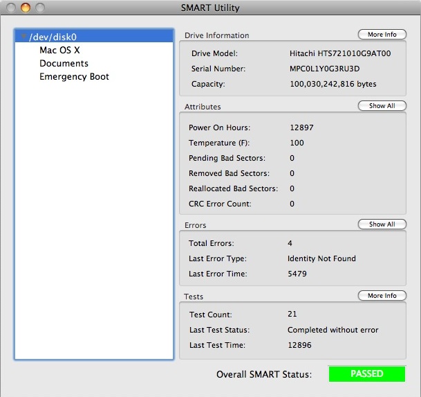 SMART Utility 2.2 : Main interface