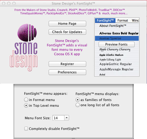 FontSight 3.2 : Preference Window