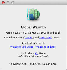 Global Warmth 2.3 : About Window
