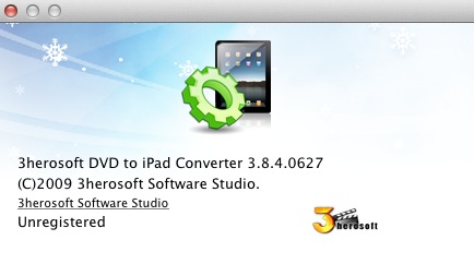 3herosoft DVD to iPad Converter 3.8 : About window
