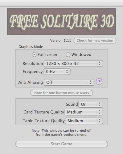 Solitaire 3D 2 4.8 : Main window