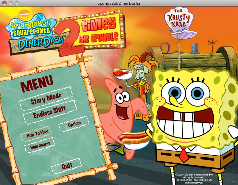 SpongeBob Diner Dash 2 1.0 : Main menu