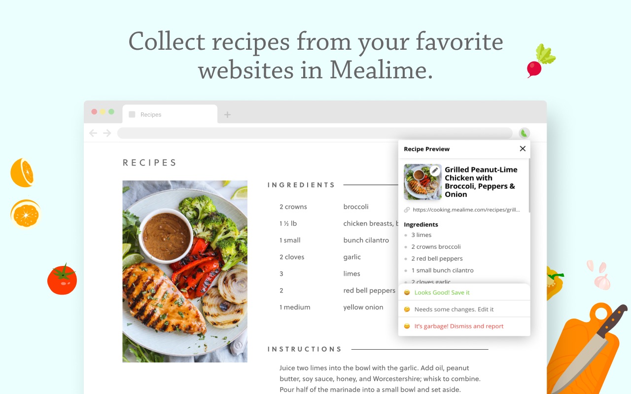 Mealime Recipe Collector 1.0 : Main Window