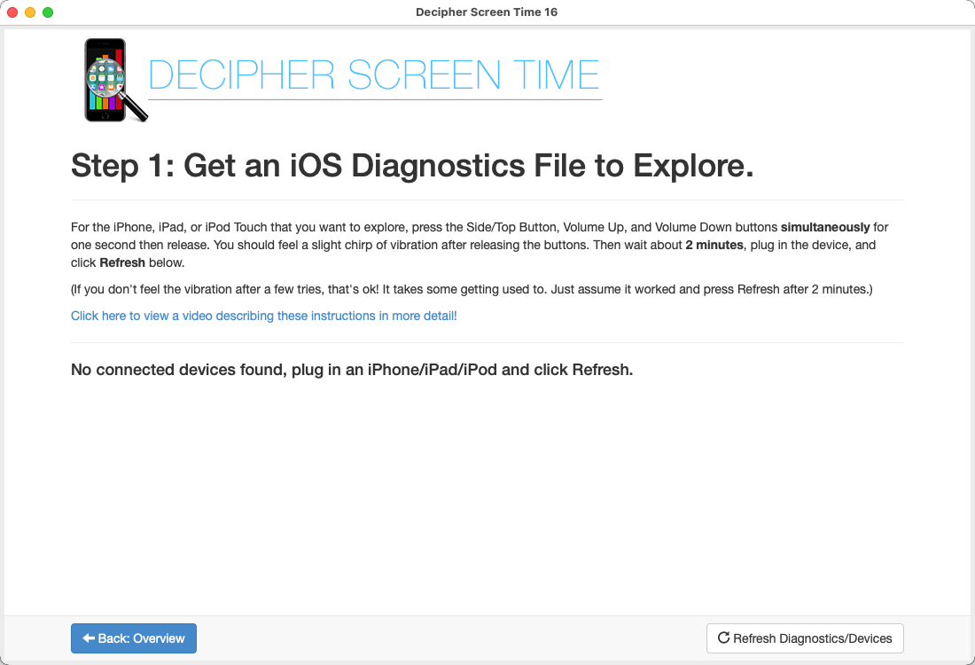 Decipher Screen Time 16.0 : Main Window