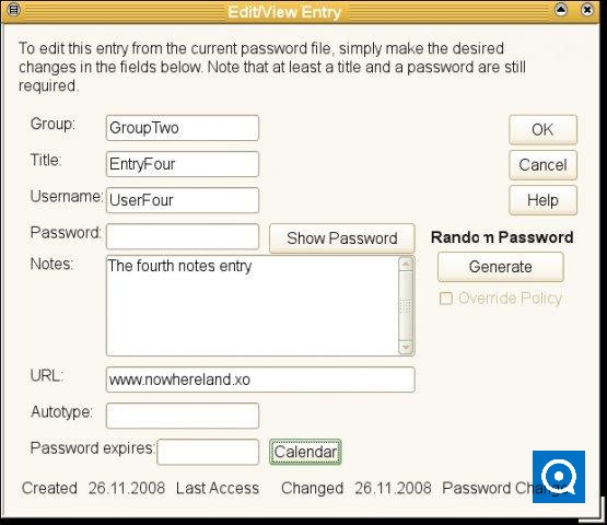 PasswordSafeSWT 1.0 : Edit Dialog on Linux KDE 3.5.9