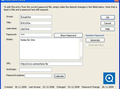 PasswordSafeSWT 1.0 : Edit Dialog on Windows XP