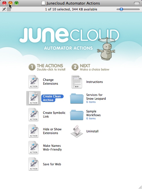 Junecloud automator actions 2.5 : Main window