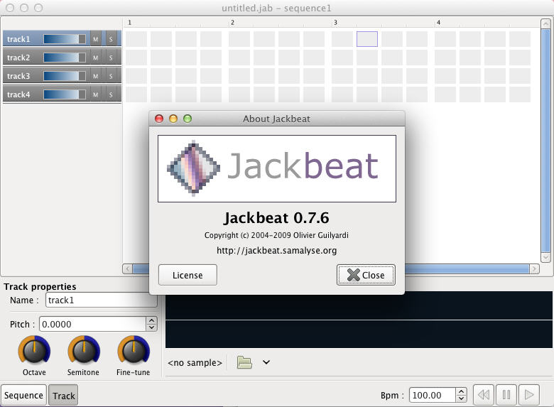 Jackbeat 0.7 : Main Window
