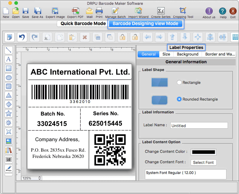 Barcode Maker for Apple Mac OS X 9.3 : Main Window