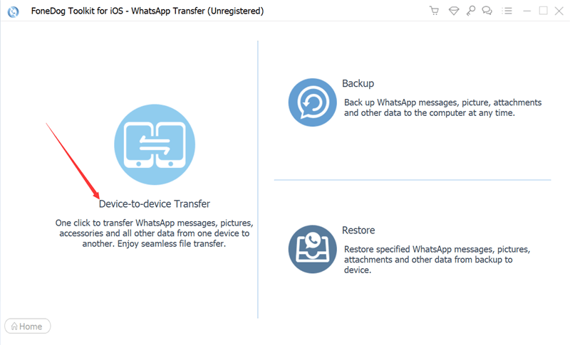 FoneDog Toolkit - iOS WhatsApp Transfer for Mac 2.1 : Main Window