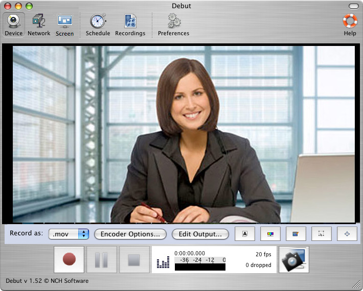 Debut Free Mac Screen Recorder and Video Capture Software 7.77 : Main Window