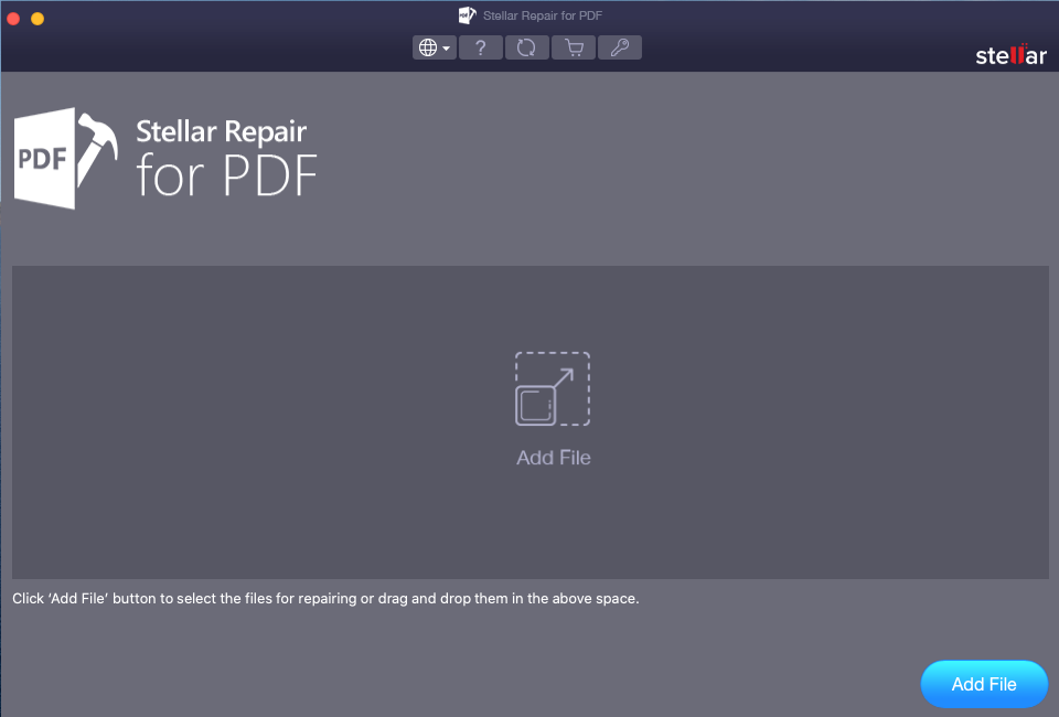Stellar Repair for PDF for Mac 3.0 : Main Window