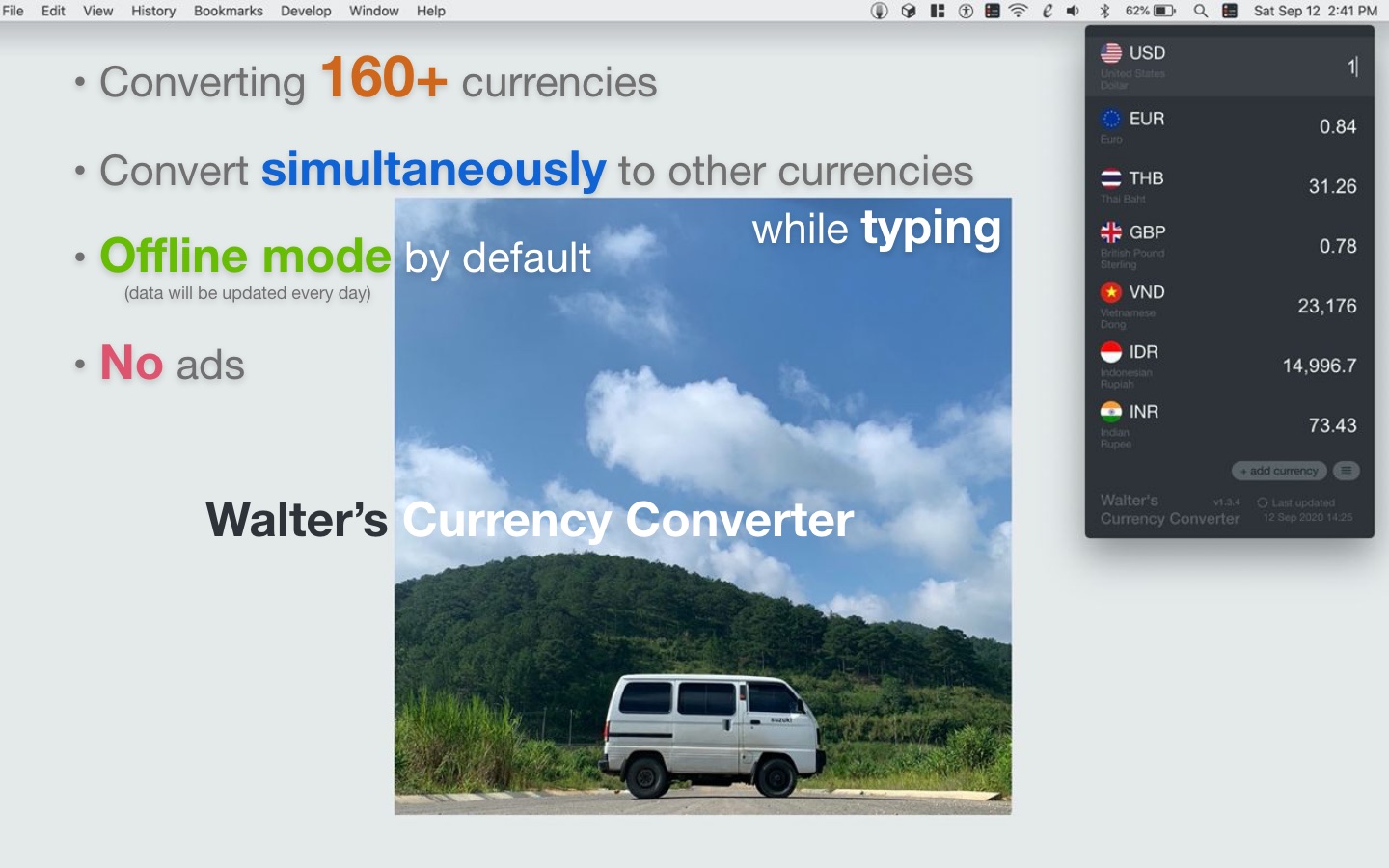 Walter's Currency Converter 1.5 : Main Window