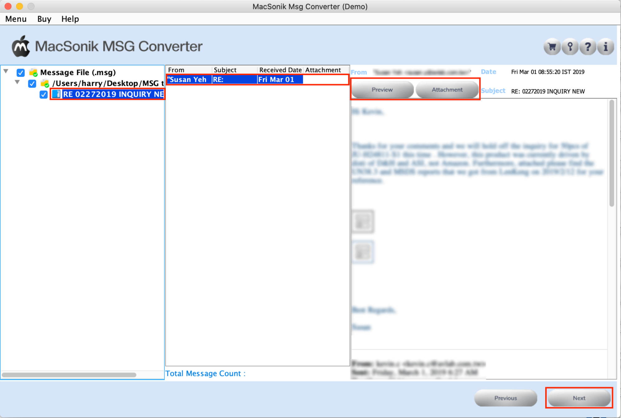 MacSonik MSG Converter 21.9 : Main Window
