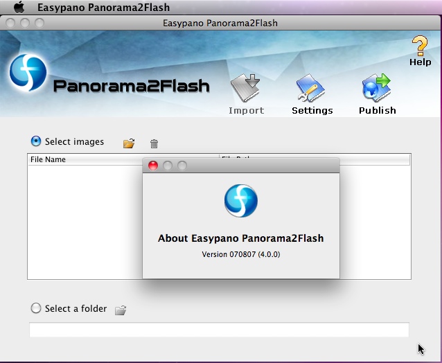 Panorama2Flash 4.0 : Main window