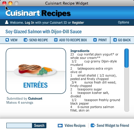 Cuisinart Recipe Widget 2.0 : Main window