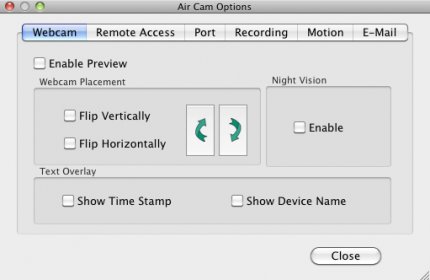 Webcam options