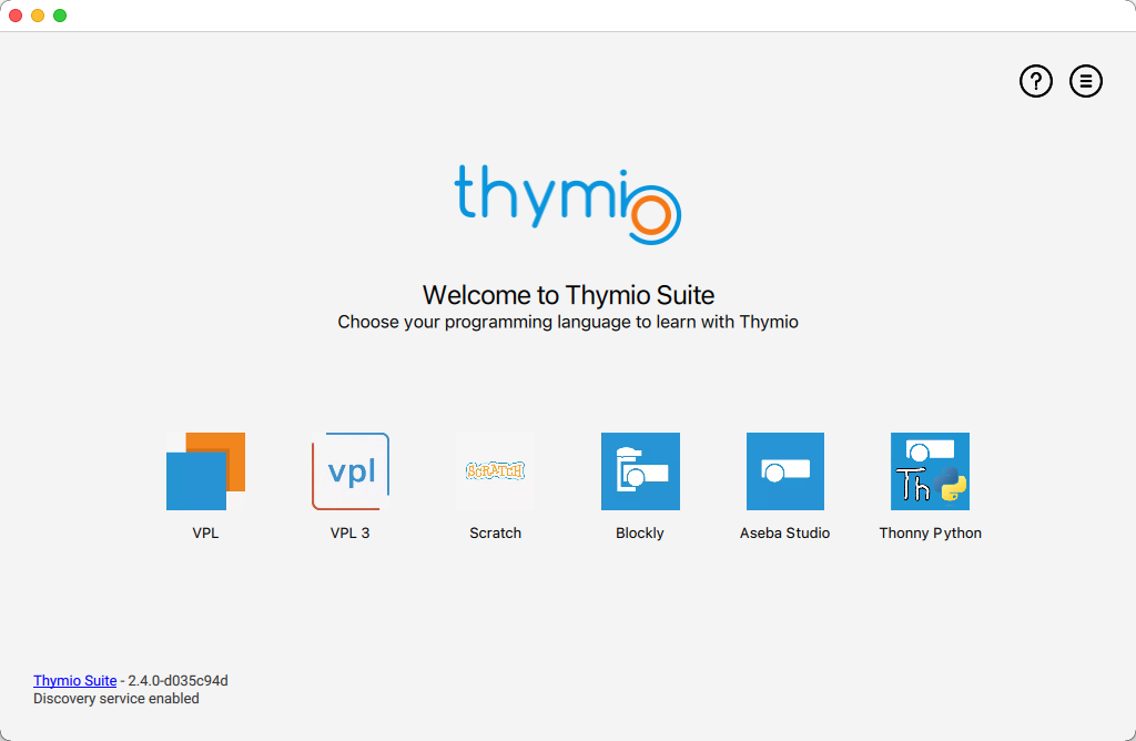 ThymioSuite 2.4 : Main Window