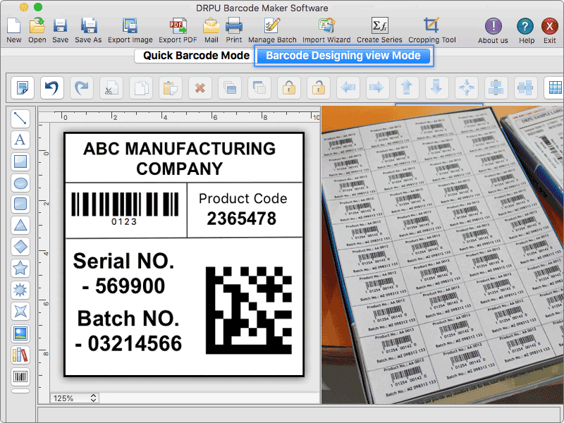 Mac OS Bulk Label Designing Software 9.2 : Main Window