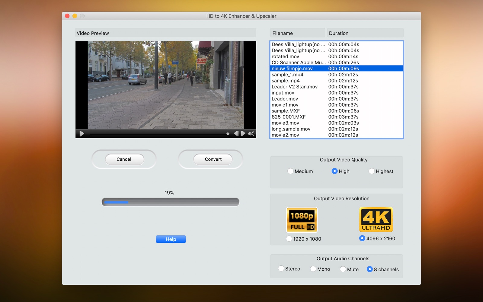 HD to 4K Video Upscaler & Enhancer 1.0 : Main Window