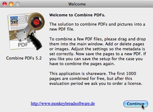 Combine PDF's 5.2 : Main window