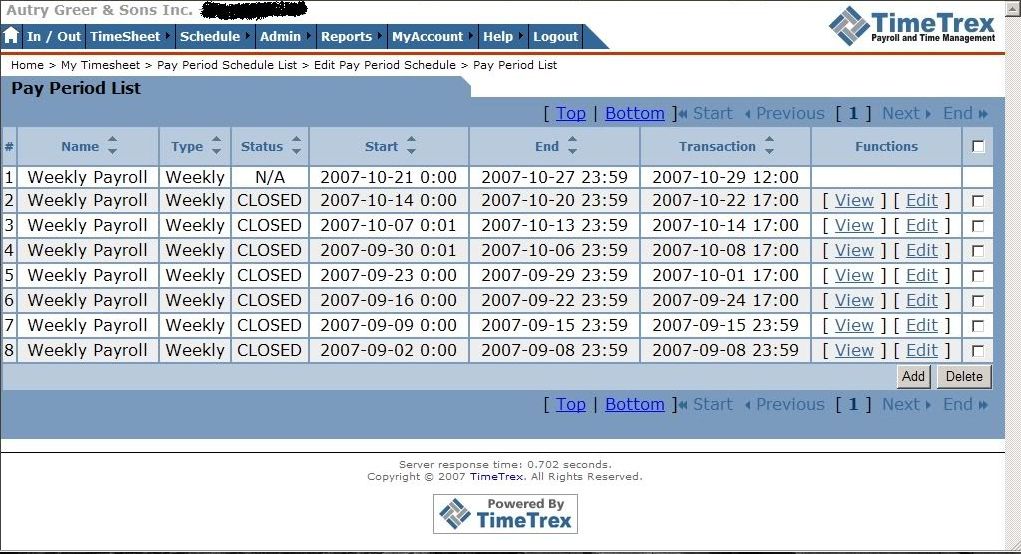 TimeTrex 3.5 : Main window